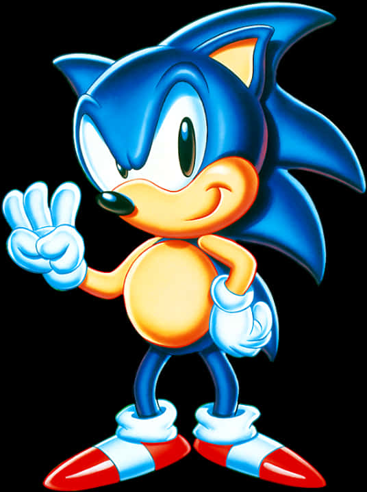 Classic Sonic Peace Sign PNG Image