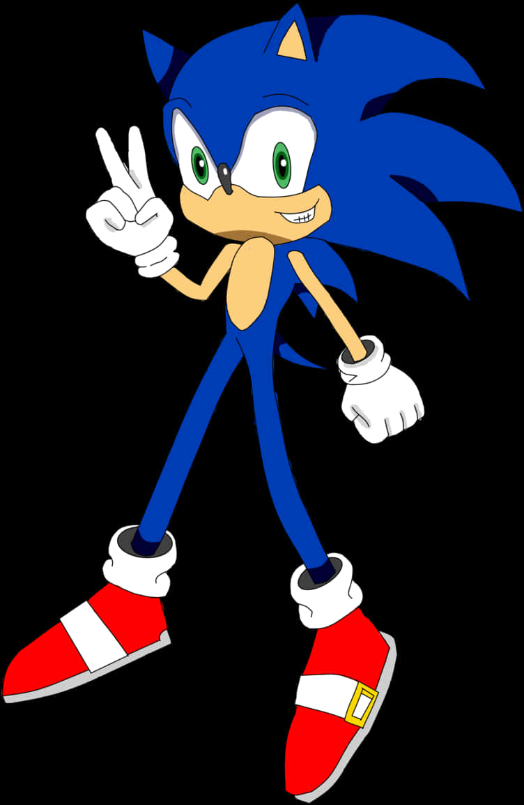 Classic Sonic Peace Sign PNG Image