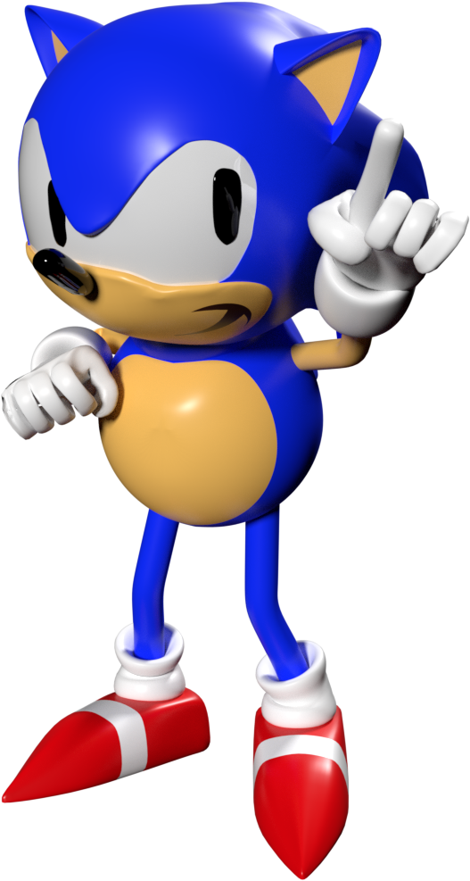 Classic Sonic Pointing Pose PNG Image