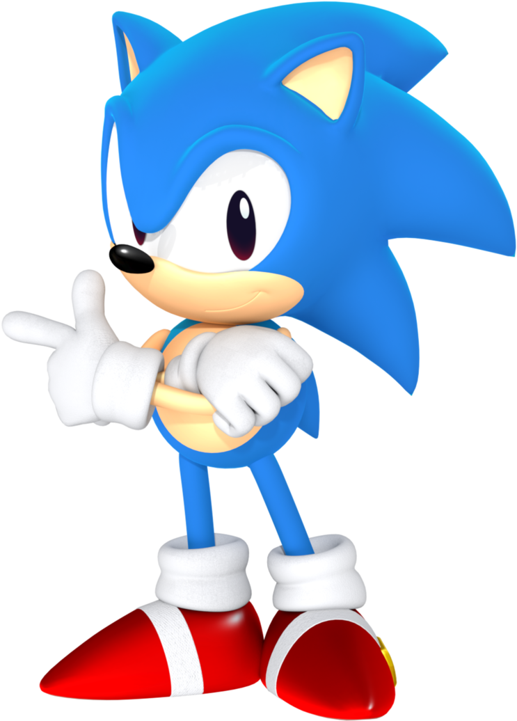 Classic Sonic Pointing Pose PNG Image