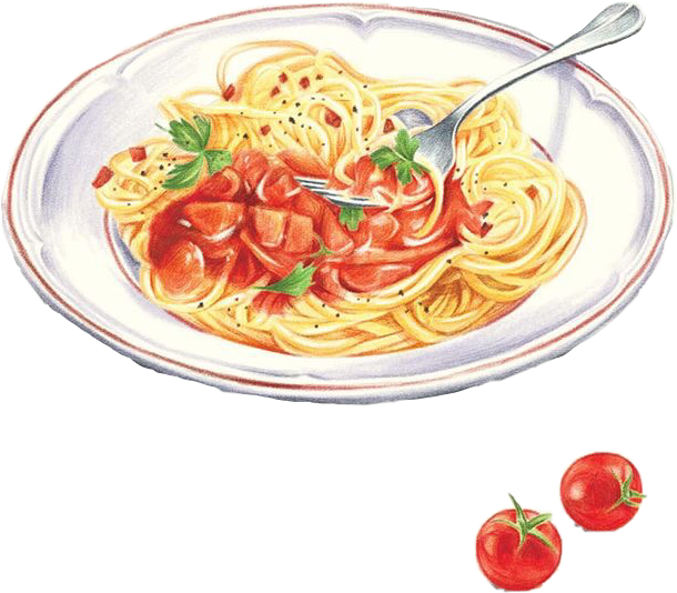 Classic Spaghetti Pomodoro Illustration PNG Image