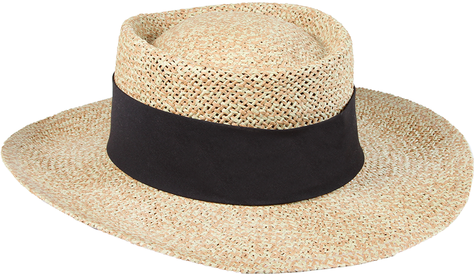 Classic Straw Hatwith Black Band.png PNG Image