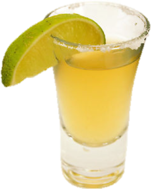 Classic Tequila Shot With Lime Slice PNG Image