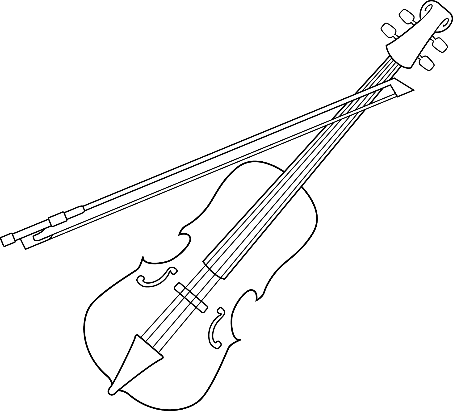 Classic Violinand Bow Illustration PNG Image