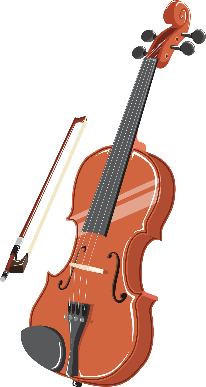 Classic Violinand Bow Illustration PNG Image