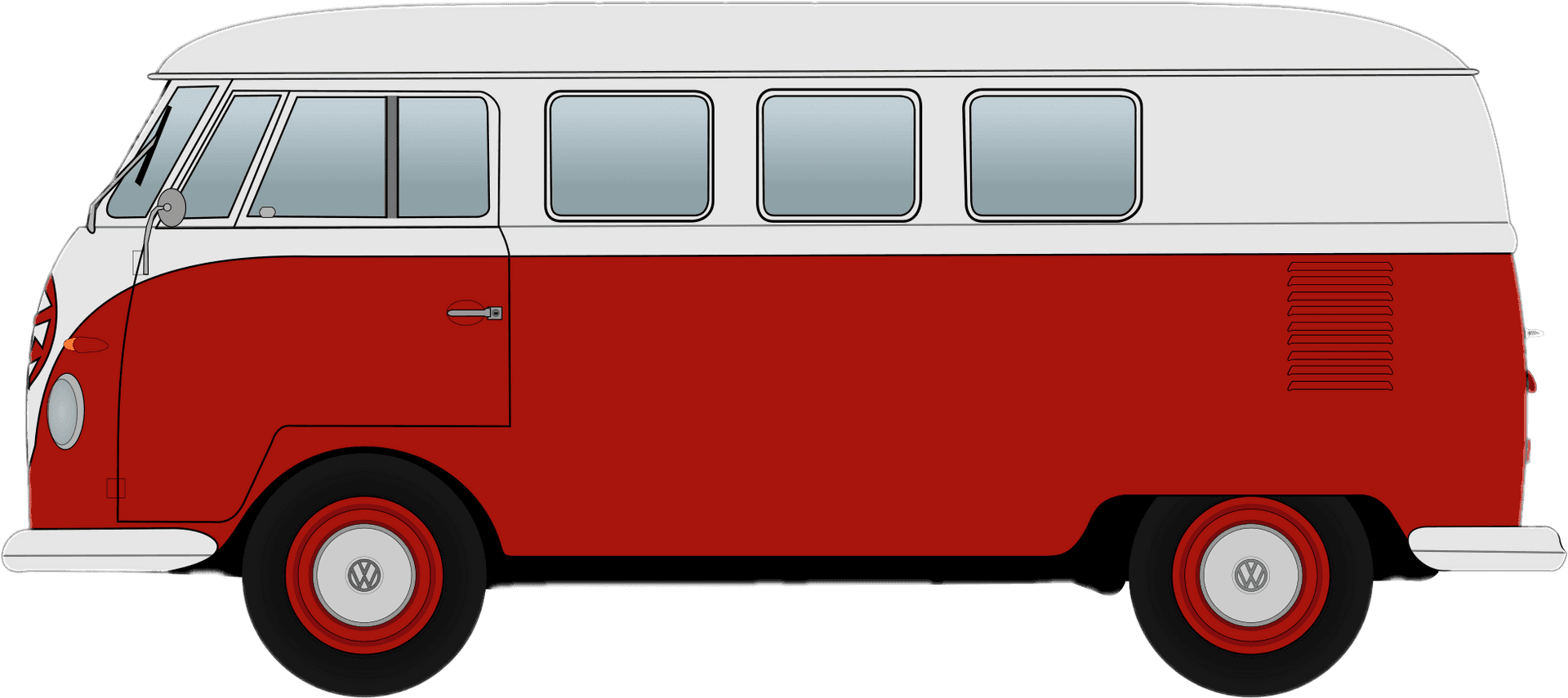 Classic Volkswagen Bus Redand White PNG Image