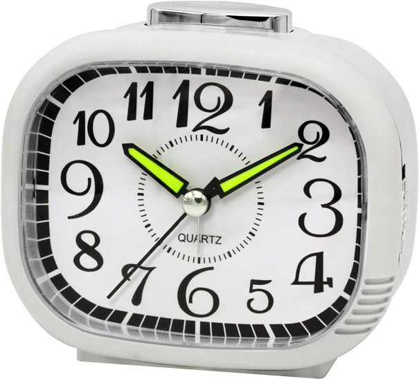 Classic White Quartz Alarm Clock PNG Image