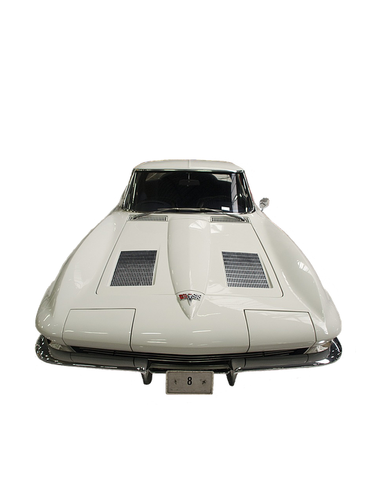 Classic White Sports Car Front View PNG Image