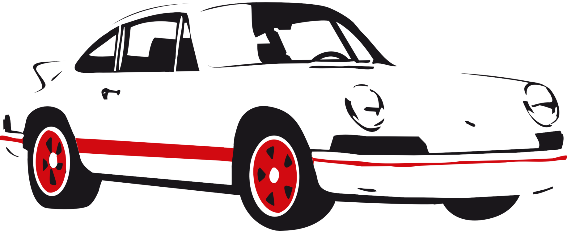 Classic White Sports Car Red Trim PNG Image