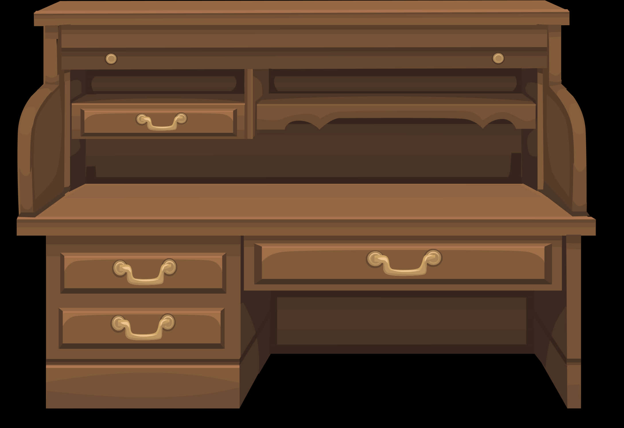 Classic Wooden Desk Illustration PNG Image