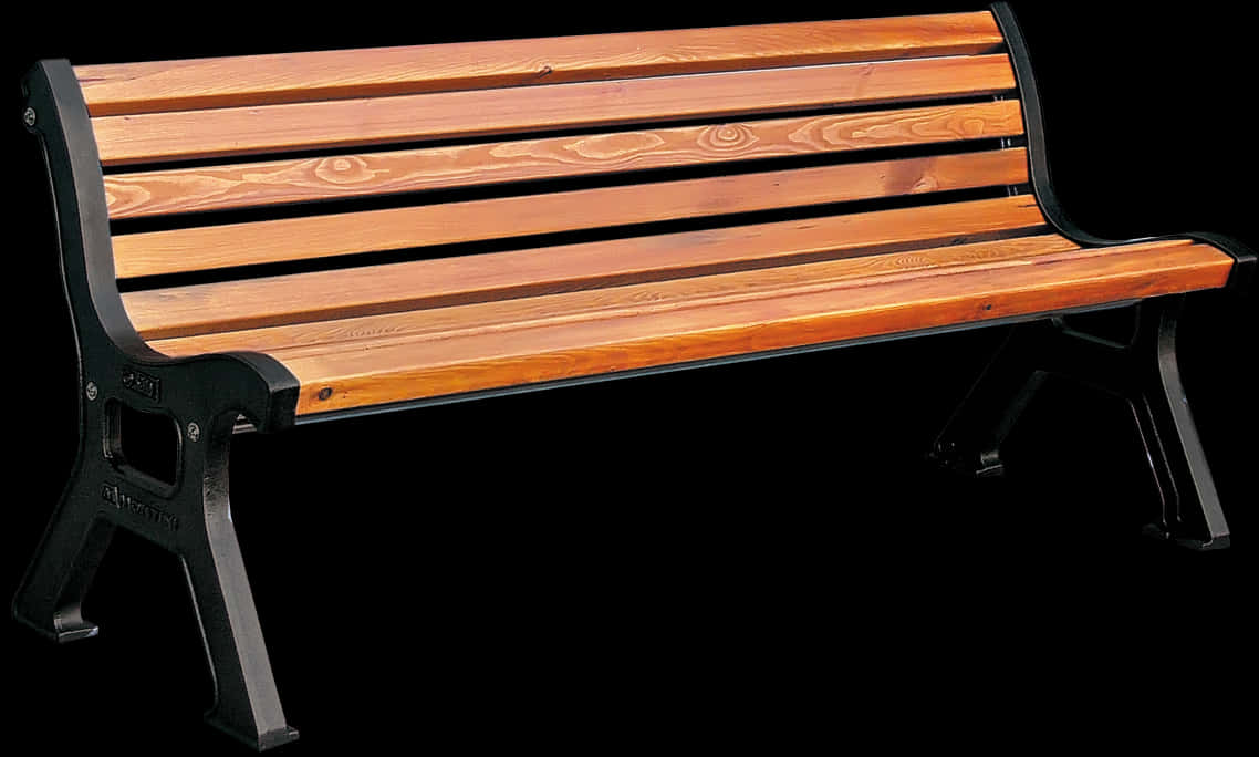 Classic Wooden Park Bench Isolated PNG Image