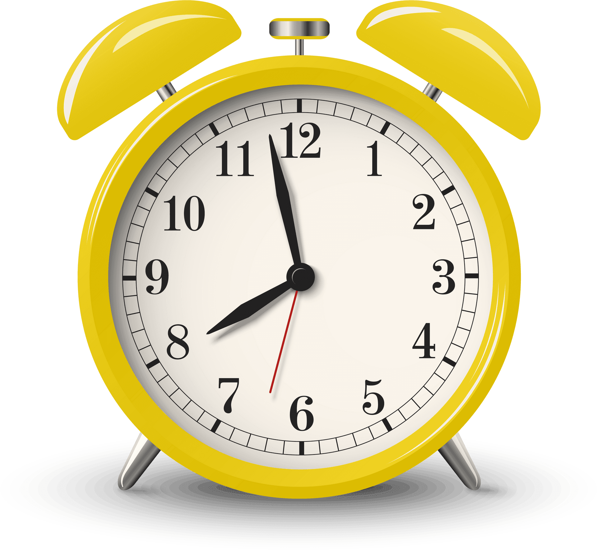 Classic Yellow Alarm Clock PNG Image