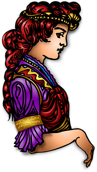 Classical Woman Profile Illustration PNG Image