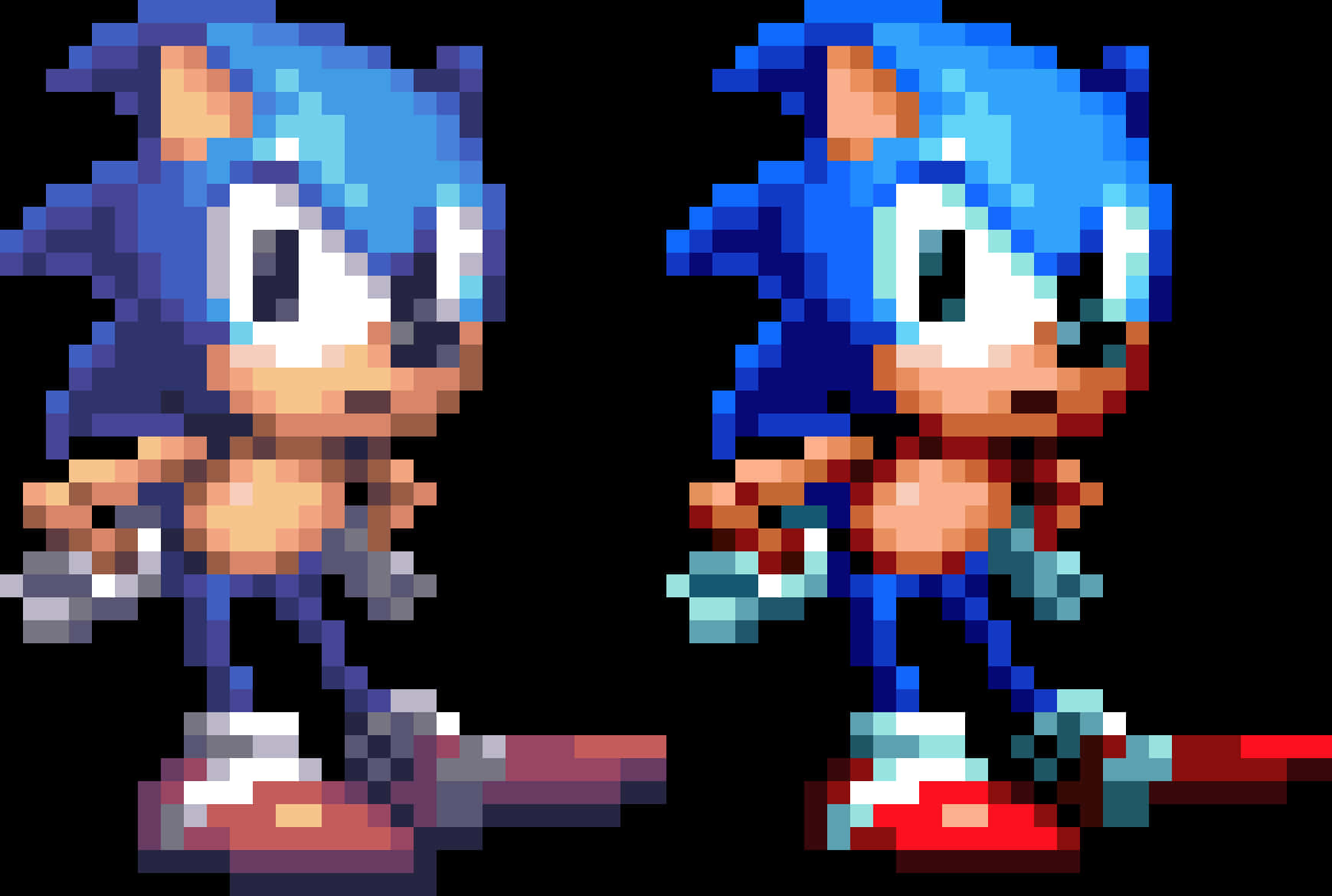 Classicvs Modern Sonic Pixel Art PNG Image