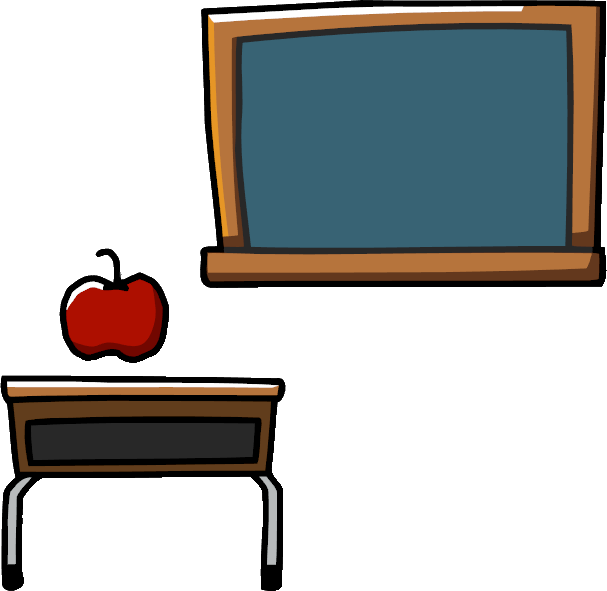 Classroom Blackboardand Deskwith Apple PNG Image