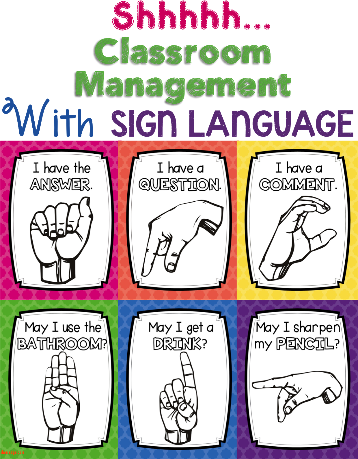 Classroom Sign Language Management Chart PNG Image