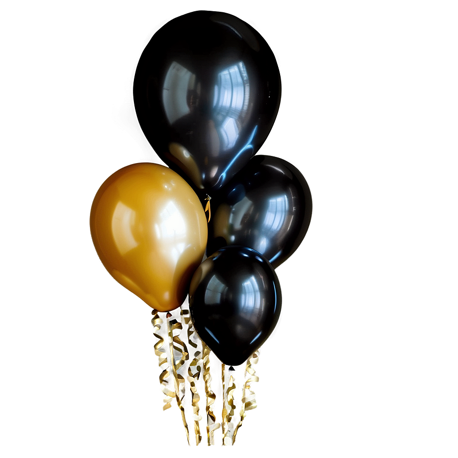 Classy Black And Gold Balloon Arrangement Png 06132024 PNG Image