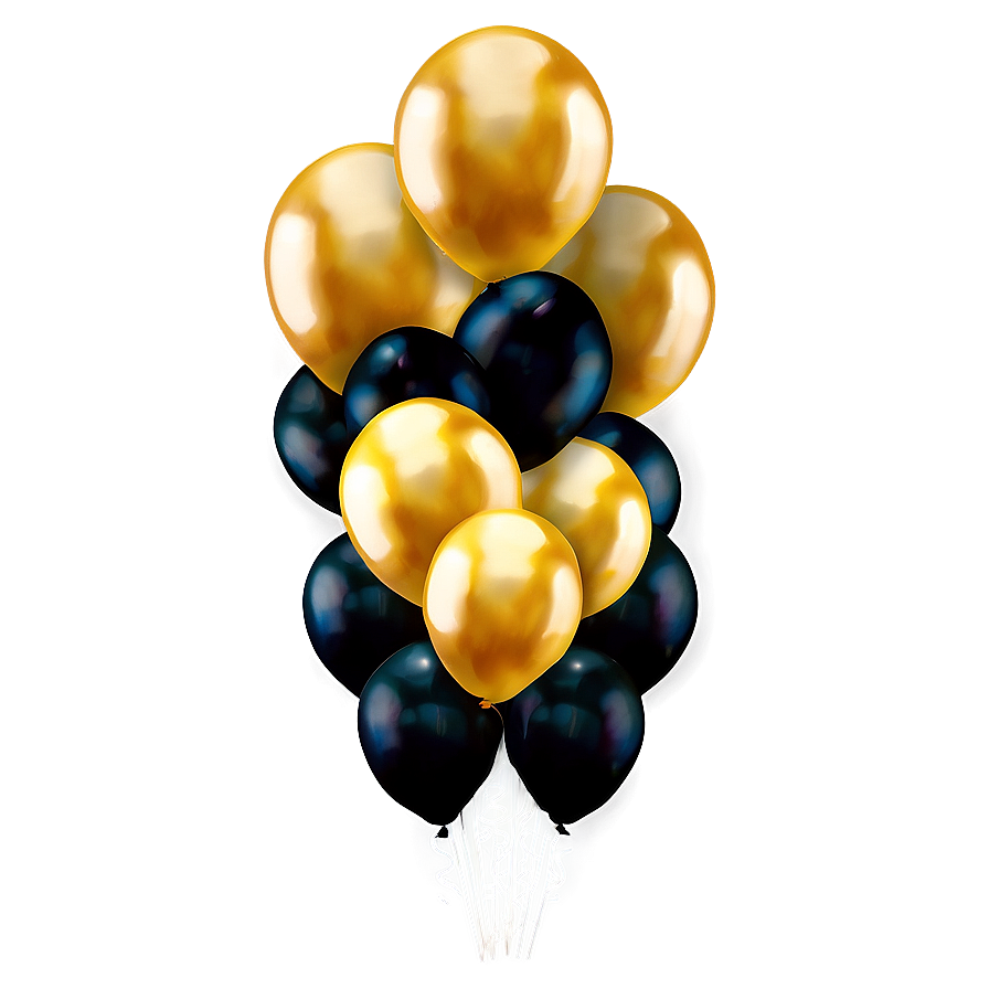 Classy Black And Gold Balloon Arrangement Png 37 PNG Image