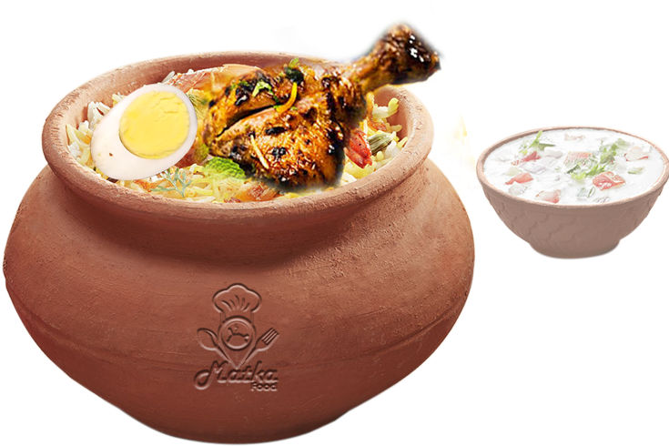 Clay Pot Chicken Biryaniwith Raita PNG Image