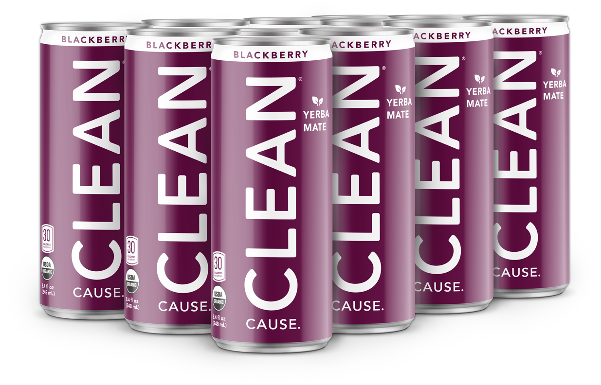 Clean Cause Blackberry Yerba Mate Cans PNG Image