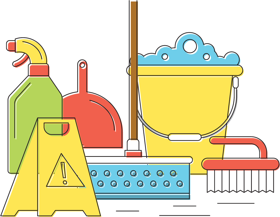 Cleaning Supplies Vector Illustration PNG Image