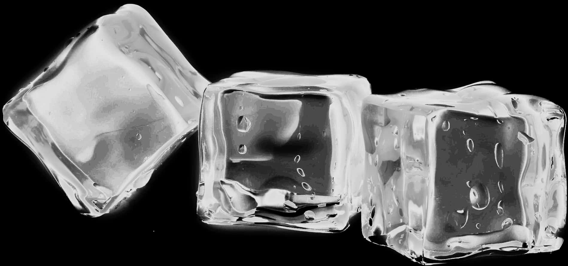 Clear Ice Cubes Black Background PNG Image