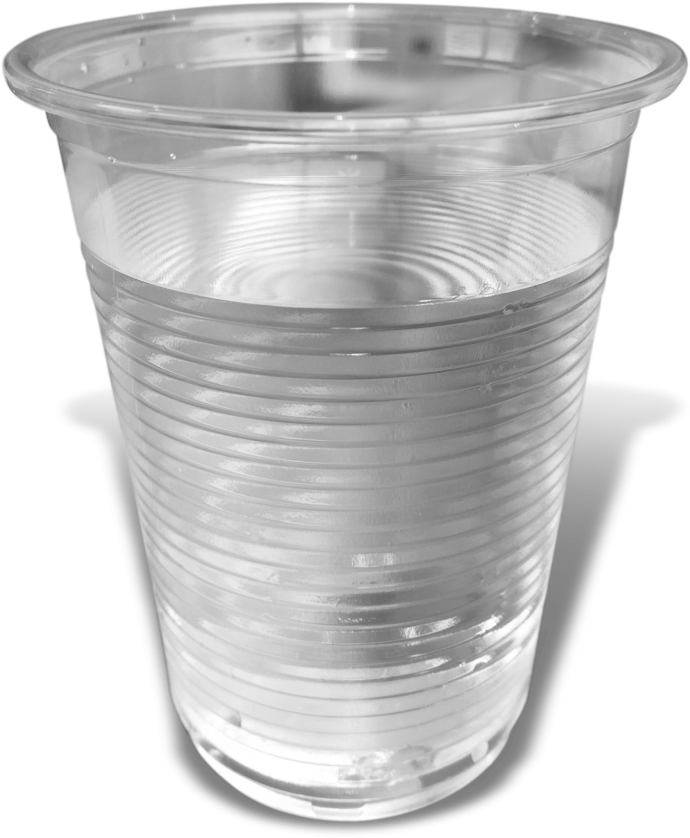 Clear Plastic Cup Water Half Full PNG Image