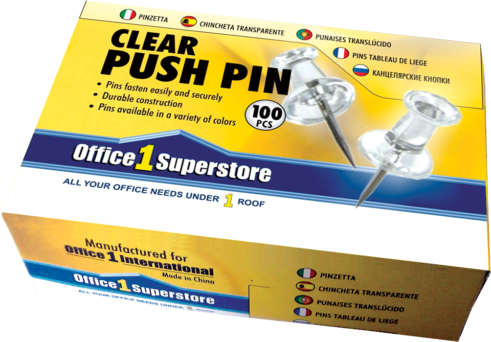 Clear Push Pins Packaging Office1 Superstore PNG Image