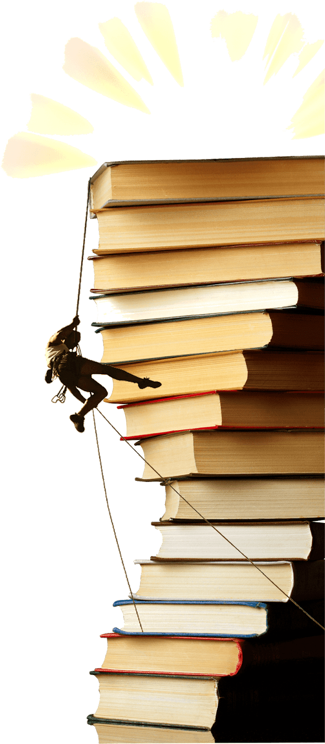 Climbing Books Staircase Illustration PNG Image