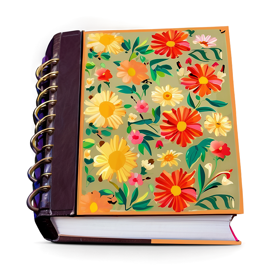 Closed Book With Floral Cover Png Okd21 PNG Image