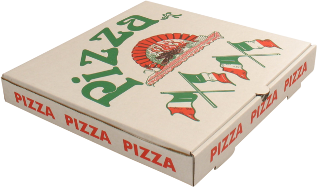 Closed Pizza Boxwith Italian Theme PNG Image