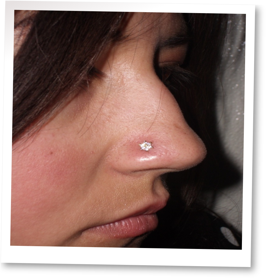 Closeup Nose Piercing Sparkling Stud PNG Image