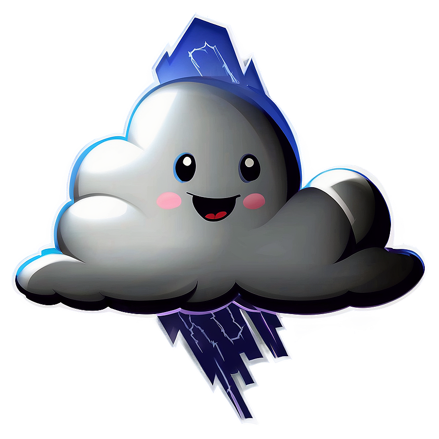 Cloud Cartoon With Lightning Png Jwi10 PNG Image