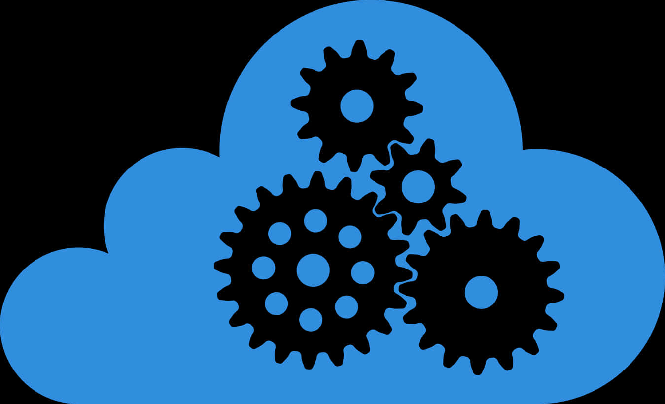 Cloud Computing Gears Graphic PNG Image