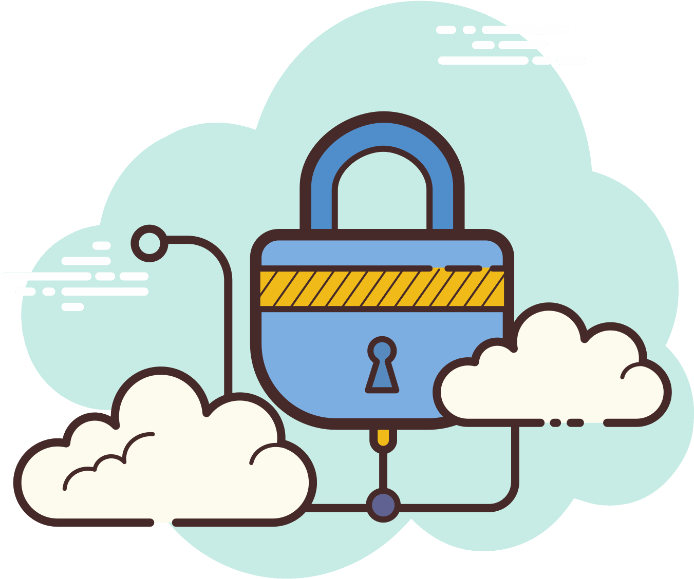 Cloud Security Padlock Illustration PNG Image