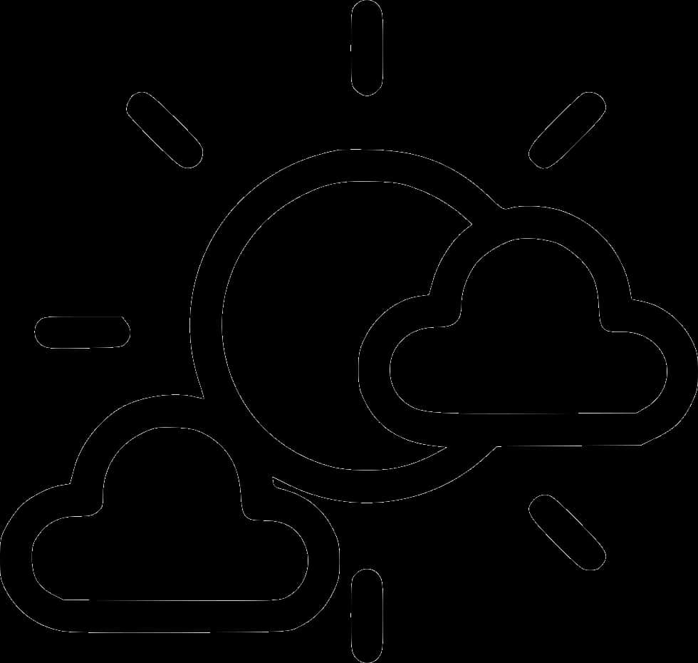 Cloudy_ Weather_ Line_ Art PNG Image