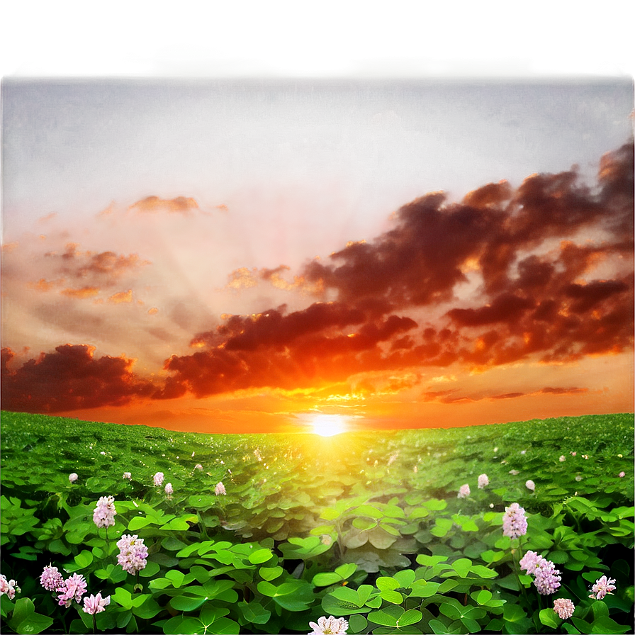 Clover Field Sunset Png Fiu PNG Image