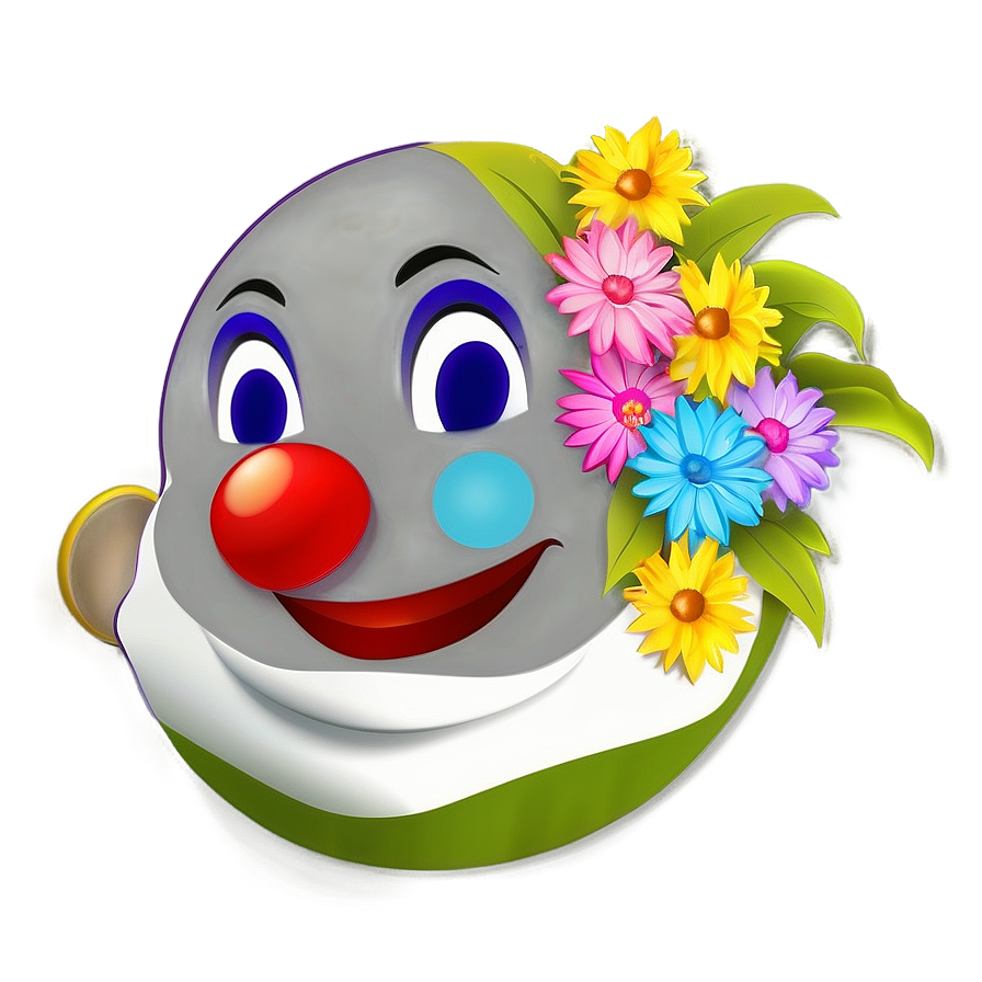 Clown Emoji With Flowers Png Jwy PNG Image