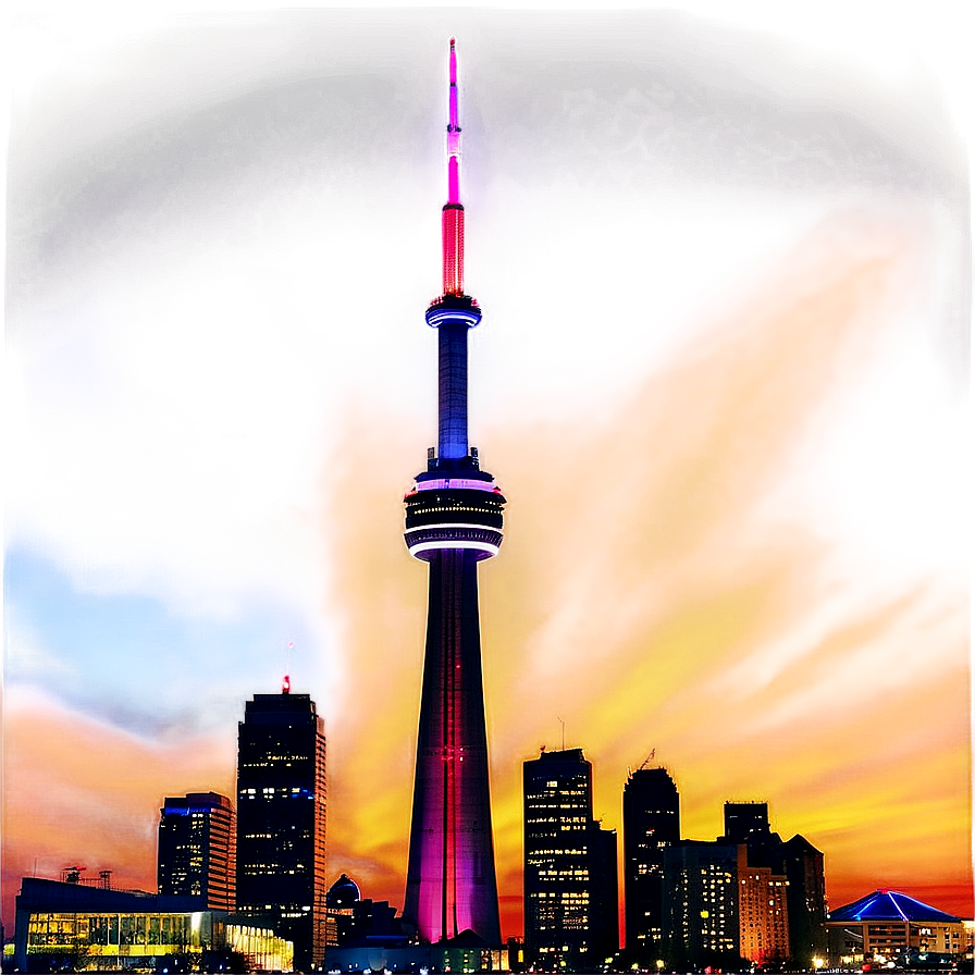 Cn Tower Sunset View Png Mis PNG Image