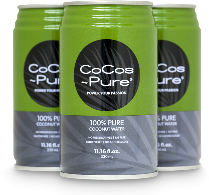 Co Cos Pure Coconut Water Cans PNG Image