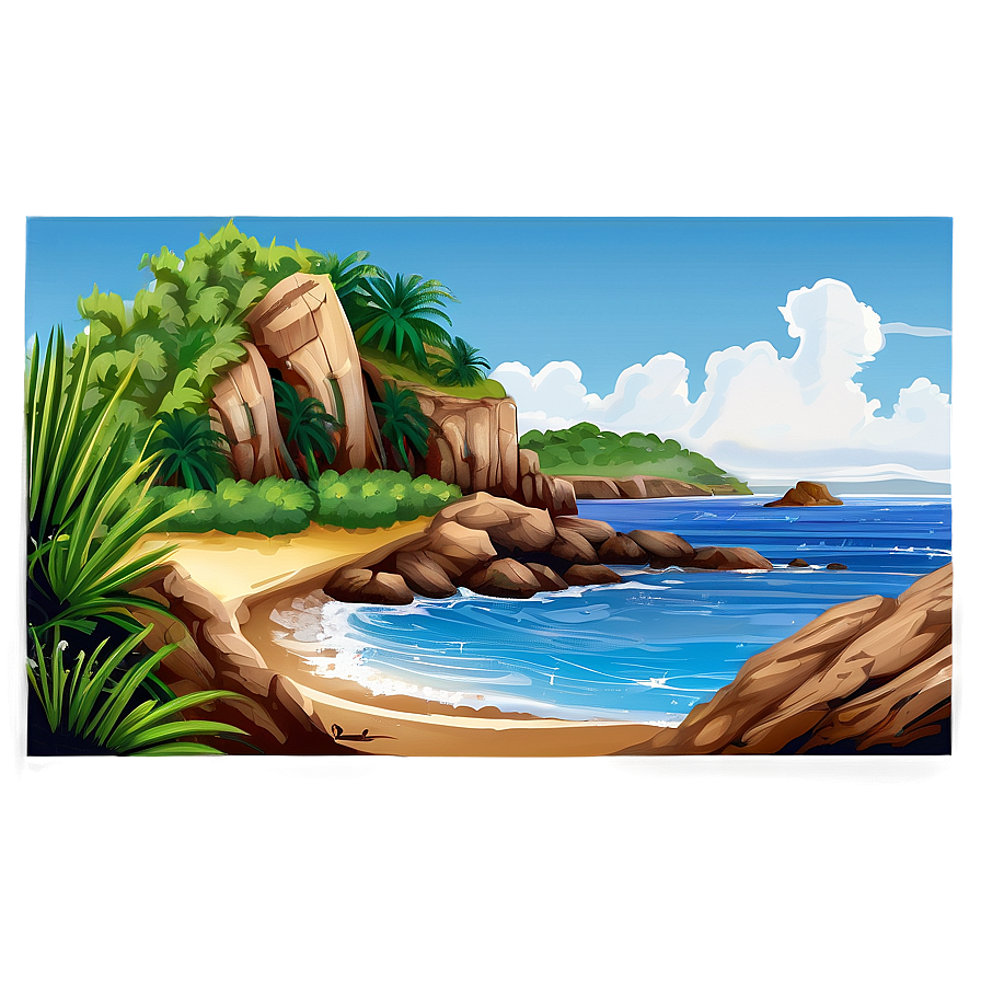 Coastal Landscape Drawing Png Qxf36 PNG Image