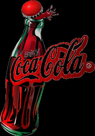 Coca Cola Bottle Splash Art PNG Image