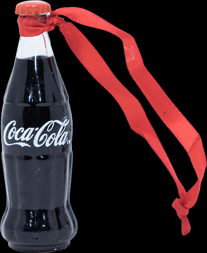 Coca Cola Bottle With Red Ribbon PNG Image