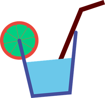 Cocktail Glass With Limeand Straw PNG Image