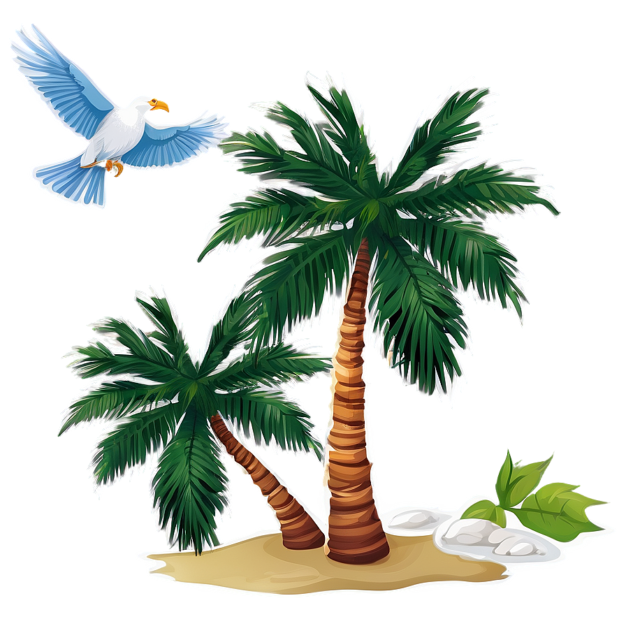 Coconut Tree With Birds Png 99 PNG Image