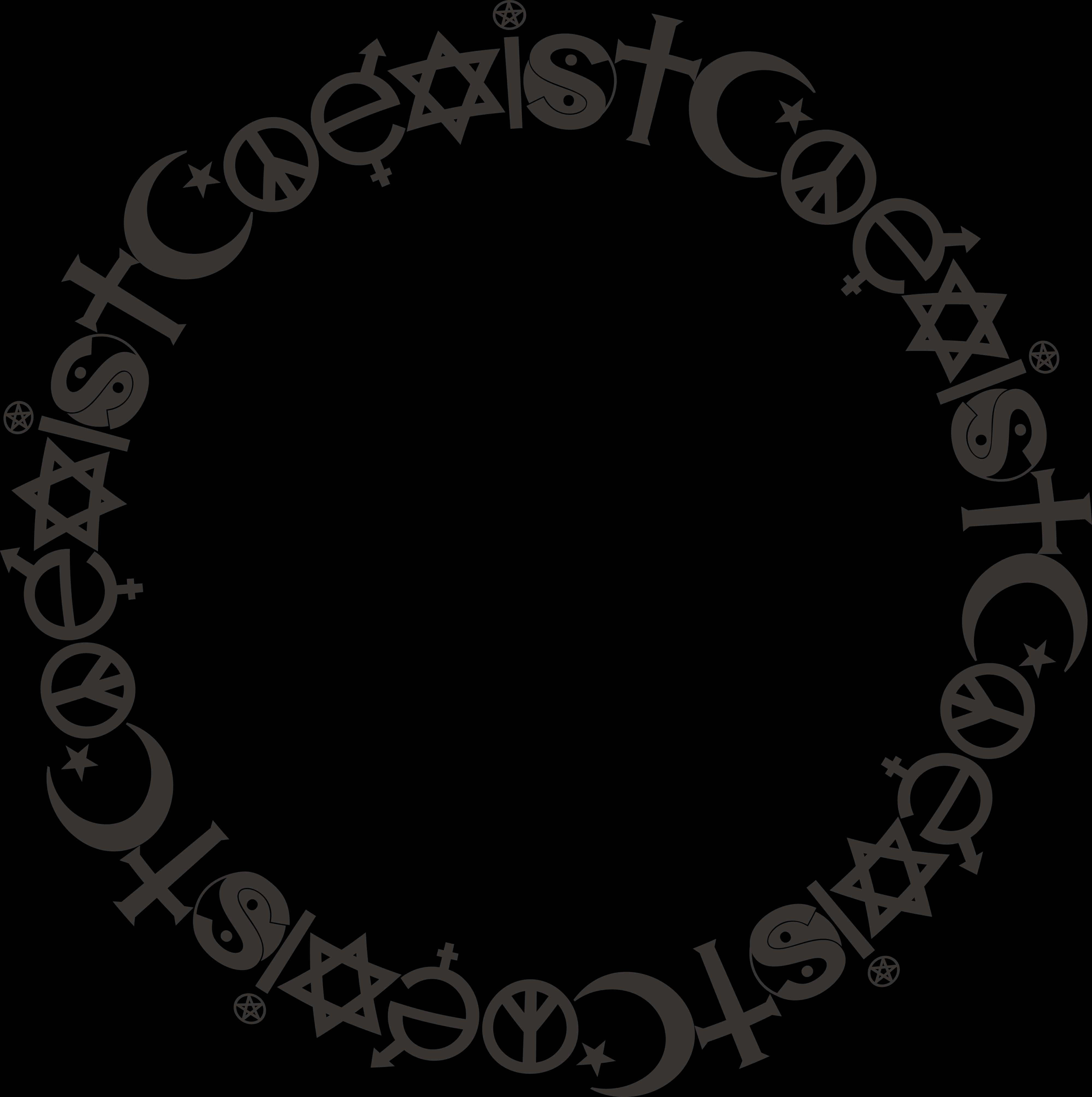 Coexist Symbols Round Frame PNG Image