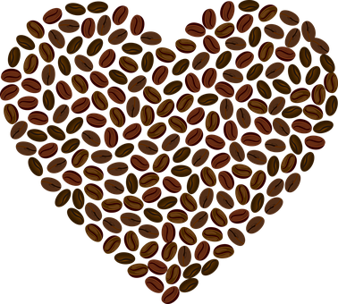 Coffee Bean Heart Pattern PNG Image