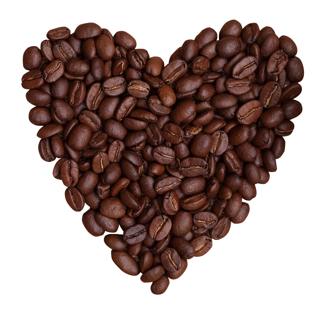 Coffee Bean Heart Shaped Arrangement PNG Image