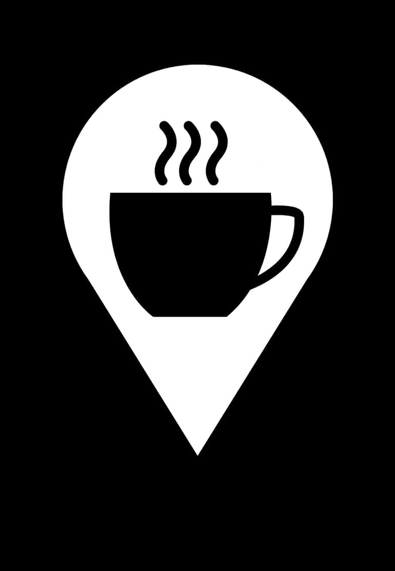 Coffee Location Icon Blackand White PNG Image