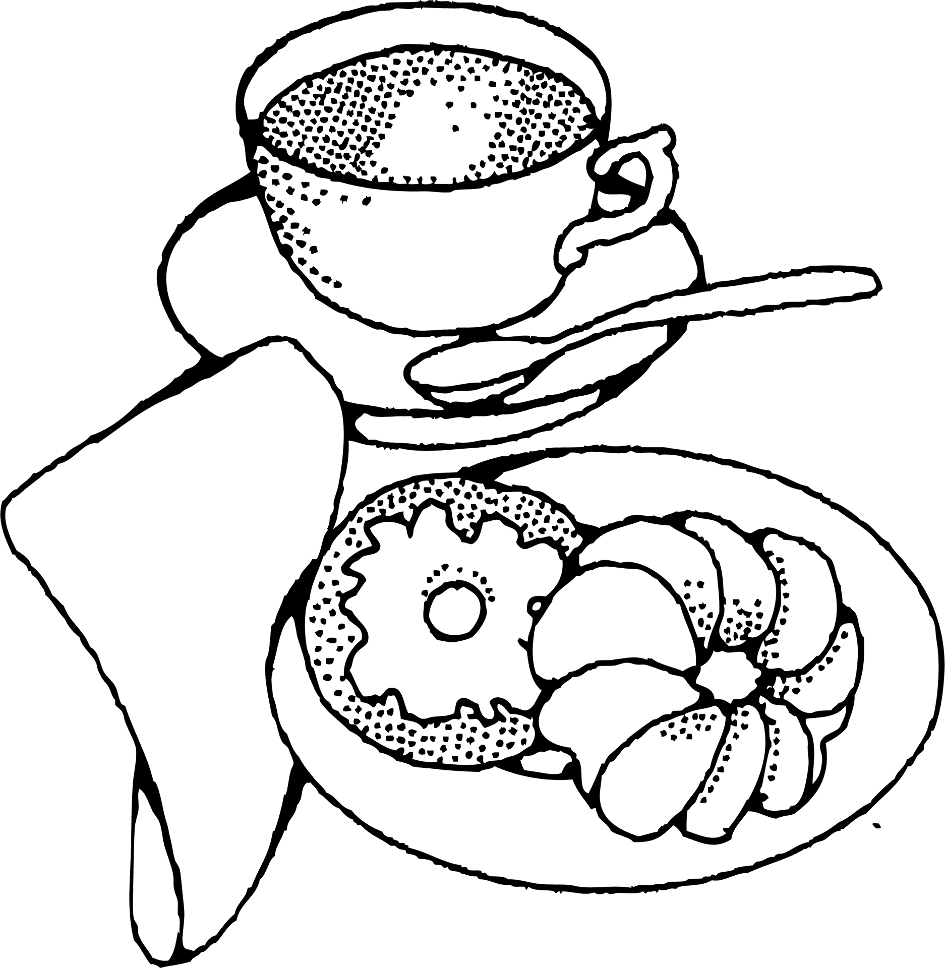 Coffeeand Pastries Line Art PNG Image